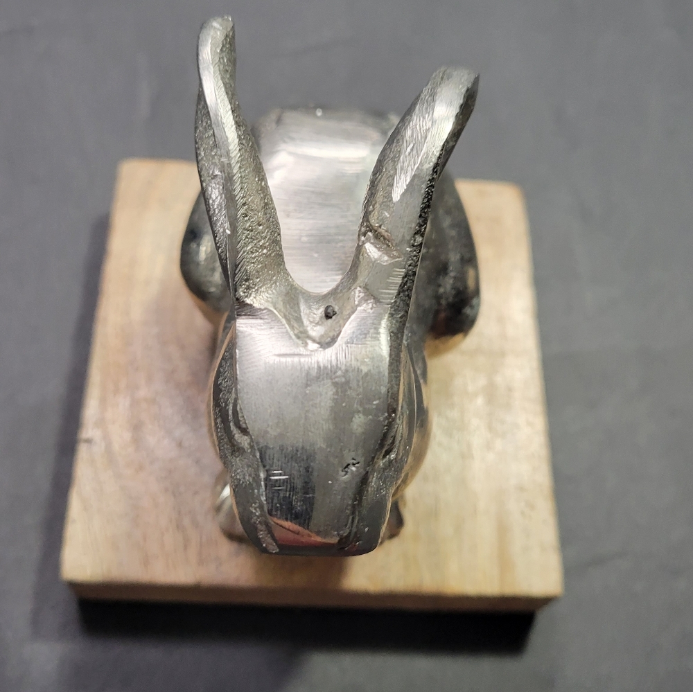Silver Easter Bunny Rabbit Ears Back Sitting Rabbit, 4" - Picture 5 of 10